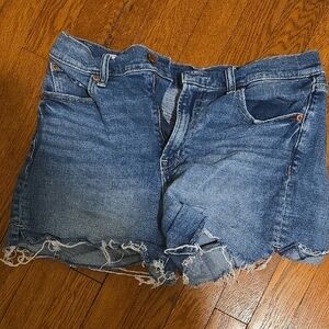 GAP Blue Jean Shorts with Distressed Raw-Edge Hem